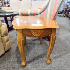 Oak End Table with Design