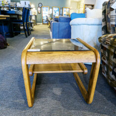 Oak Glass Top End Table