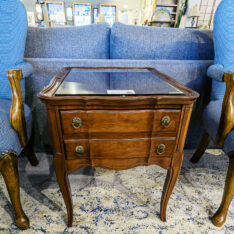 Cherry Glass Top End Table