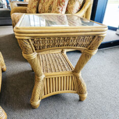 Bamboo Glass Top End Table