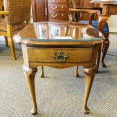 Cherry Glass Top End Table