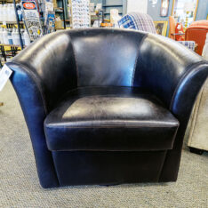 Leather Swivel Barrel Chair