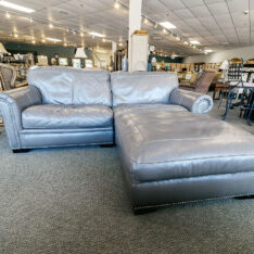 Leather Sofa w/Ottoman/Pillows