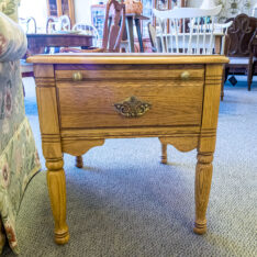 Oak End Table with One Drawer