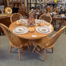 Oak Pedestal 5PC Dining Set